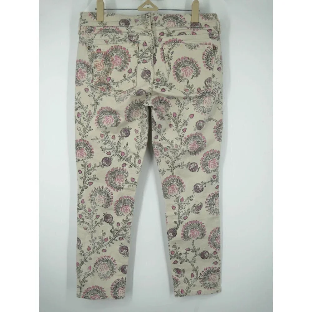 NEW Pilcro and the Letterpress Mid Rise Floral Cropped Straight‎ Leg Jeans 28 - Picture 3 of 5